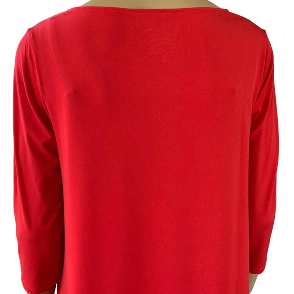 Chico's Casual Jersey Tops Blouse Women Size M Red Pullover Metal Keyhole Neck - Picture 9 of 16